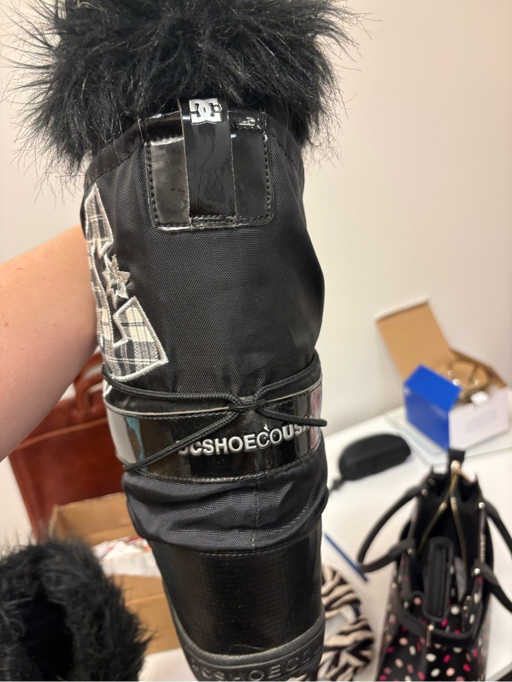 DC Black Lace-Up Snow Boots with Glossy Trim - Picture 6 of 9